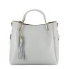 Geanta din piele naturala gri deschis Ariana 122