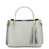 Geanta medie din piele naturala, 8939 122, Gri deschis