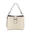 Geanta medie din piele naturala 8962 123 Crem