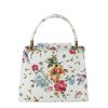 Geanta din piele natural cu imprimeu floral 8950 120 Alb