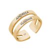 Ivy – Inel pesonalizat cu doua nume reglabil din argint 925 placat cu aur galben 24K