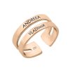 Ivy – Inel pesonalizat cu doua nume reglabil din argint 925 placat cu aur roz