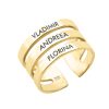 Ivy – Inel pesonalizat cu trei nume reglabil din argint 925 placat cu aur galben 24K