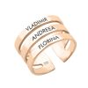 Ivy – Inel pesonalizat cu trei nume reglabil din argint 925 placat cu aur roz