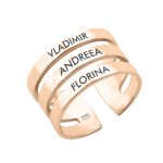 Ivy – Inel pesonalizat cu trei nume reglabil din argint 925 placat cu aur roz