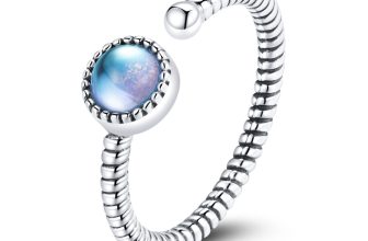 Inel reglabil din argint Iriscendent Blue Stone