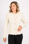 Jacheta dama alba cu nasturi pretiosi