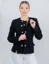 Jacheta neagra din stofa tesuta cu doua raduri de nasturi