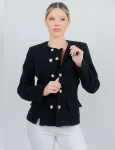 Jacheta neagra din stofa tesuta cu doua raduri de nasturi