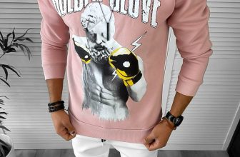 Bluza barbati roz vatuita slim fit K409 46-1