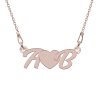 Love – Colier personalizat cu initiale si inimioara din argint placat cu aur roz