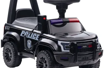 Masinuta electrica de politie Kinderauto Police 30W 6V cu megafon si music player, bluetooth, culoare Negru