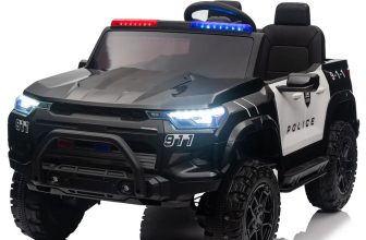 Masinuta electrica de politie pentru 2 copii, Kinderauto Police Patrol, 4×4, 800W, 24V, dotari premium, neagra