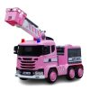 Masinuta electrica de pompieri pentru copii 2-7 ani, Kinderauto B911, 140W, 12V-10Ah, accesorii incluse, bluetooth, roz