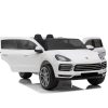 Masinuta electrica pentru 2 copii, Porsche Cayenne XXL, cu roti moi si scaun tapitat, 180W, 12V,  alba