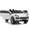 Masinuta electrica pentru 2 copii, Porsche Cayenne XXL, cu roti moi si scaun tapitat, 180W, 12V,  alba