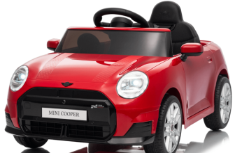 Masinuta electrica pentru copii, Mini COOPER 90W 12V 7Ah, roti EVA, scaun tapitat, rosie
