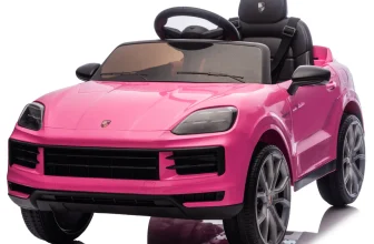 Masinuta electrica pentru copii, Porsche Cayenne 70W 12V, scaun tapitat, culoare roz
