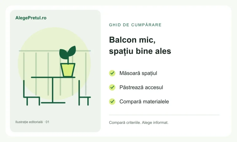 Ilustrație editorială: mobilier pentru un balcon mic: ce măsori înainte să cumperi