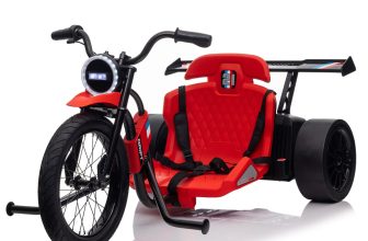 Motocicleta electrica pentru copii, Kinderauto Drift-Trike, roti moi, centura siguranta, 500W, 24V 10Ah, rosu