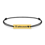 Nasty – Bratara personalizata snur si tablita din argint 925 placat cu aur galben 24K