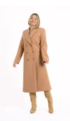 Palton dama bej cu buzunare laterale si slit in partea din spate