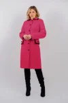 Palton dama fucsia din stofa tesuta cu broderie manuala