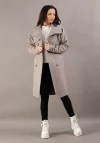 Palton dama gri pudrat captusit cu guler si rever ascutit