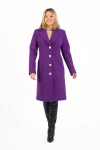 Palton dama mov cambrat cu buzunare laterale si revere