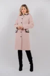 Palton dama roz prafuit din stofa tesuta cu broderie manuala