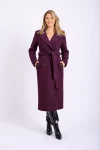 Palton dama midi cambrat cu buzunare laterale si doua randuri de nasturi