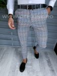 Pantaloni barbati eleganti regular fit gri in carouri  B1561 B-7