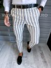 Pantaloni barbati eleganti bej cu dungi B1594 S1 B7-1