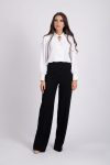 Pantaloni negri evazati cu talie inalta