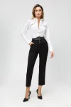 Pantaloni eleganti cu talie inalta si buzunare laterale
