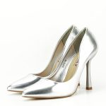 Pantofi argintii cu toc comod H1012 01