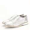 Pantofi oxford din piele naturala argintiu Magda 01
