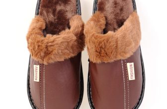 Papuci de casa cu blanita maro Niana