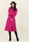 Pardesiu roz drept cu doua randuri de nasturi si buzunare laterale