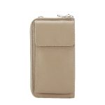 Portofel si port telefon din piele naturala 8971 07 Bej inchis