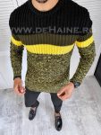Pulover barbati gros slim fit kaki T3572 P19-4.3