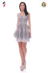Rochie baby doll cu broderie si tulle