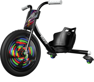 Tricicleta pentru copii cu joc de lumini 5+ ani Razor RipRider 360 Lightshow Negru