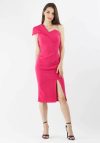 Rochie eleganta fucsia conica cu slit pe picior