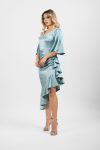 Rochie eleganta midi aqua asimetrica