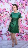 Rochie verde eleganta din brocard