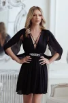 Rochie eleganta din voal cu striatii de culoare negru
