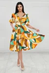 Rochie eleganta cu croiala in clos si imprimeu colorat
