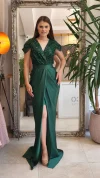 Rochie eleganta din tesatura pretioasa de culoare verde