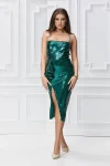 Rochie verde midi eleganta din paiete